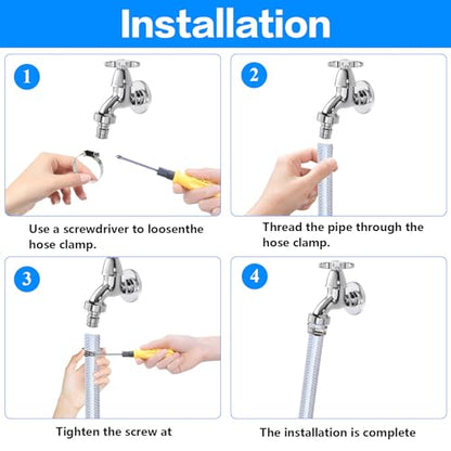 25 Pcs Adjustable Stainless Steel Hose Clamps Assortment, 1/4-2 in (6-51mm) Metal Pipe Clampss, Heavy Duty Automotive Worm Gear Hose Clamps for Plumbing Garden Home Washing Machine, etc