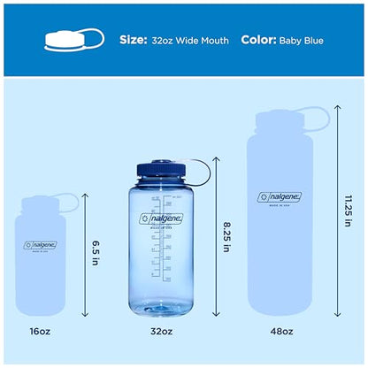 Nalgene 32 oz Wide Mouth Water Bottle, Baby Blue - color: Baby Blue, size: 32 Ounces