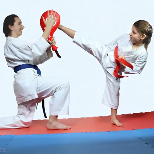 Taekwondo Kick Pads, Durable Upgraded Leather, Taekwondo Training Equipment - color: RED