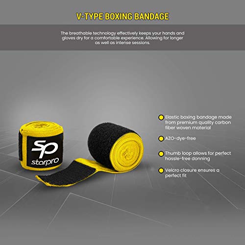 Starpro Boxing Hand Wraps – Mexican Style Wrist Wraps with Thumb Loop – Elastic Hand Wraps for Boxing Kickboxing MMA for Men & Women