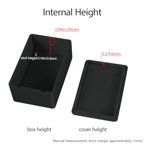 Project Box 10 Pieces ABS Plastic Electrical Project Case Small Junction Box for Electronics Black 2.74 x 1.77 x 1.15 inch (70 x 45 x 29 mm) - size: 2.74" x 1.77" x 1.15"(10pc)
