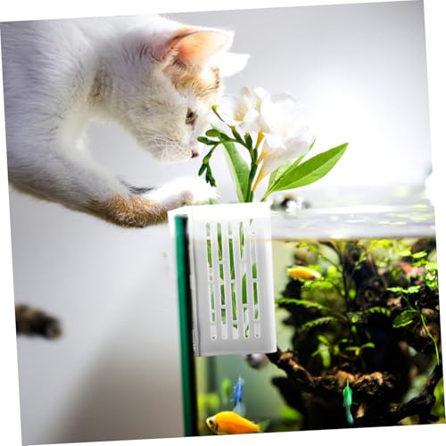UKCOCO 2pcs Live Plant Aquarium Supplies Planting Baskets Fish Tank Plant Pots Sturdy White Easy Drainage
