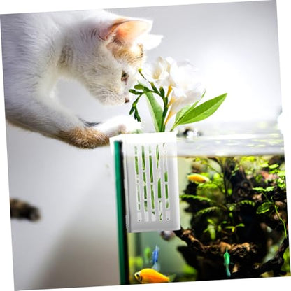 UKCOCO 2pcs Live Plant Aquarium Supplies Planting Baskets Fish Tank Plant Pots Sturdy White Easy Drainage