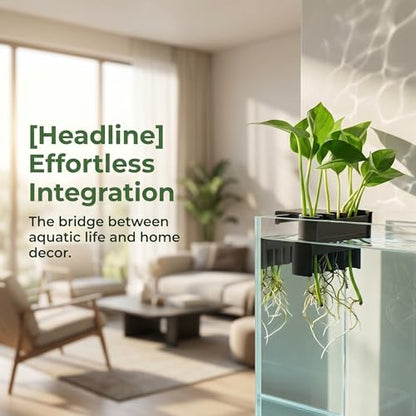 2 Pack Aquarium Plant Holder, Open Face Hanging Planter Cup for Emersed Plants, Fish Tank Aquatic Plant Pot with 5 Holes, Hydroponic Aquascape Decoration for Shrimp and Fish (Black Rimless)