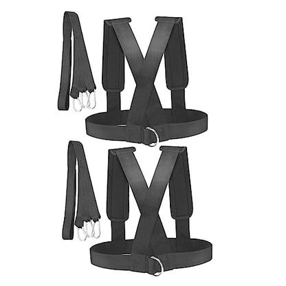 2Pcs Running Resistance Training Belt Polyester Sled Harness Black