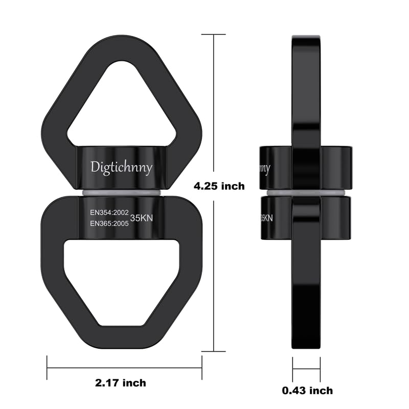 35KN Swing Swivel with Swivel Carabiner, Black, 2 Pack - color: Black, size: 2 pack with carabiners