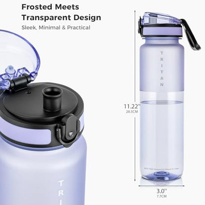 32oz Clear Tritan Water Bottle with Chug Lid - color: Lavender