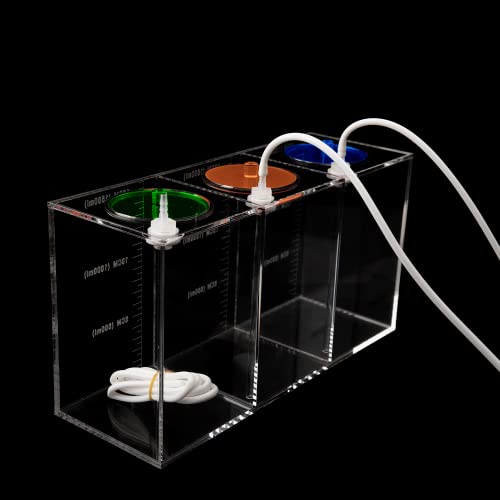 Aquarium Choice dosing Container dosing Liquid Container Storage Bucket Dosing Pump Reservoir Container with Three Separate Storage Rooms - size: 12.5*4.25*6.5 Inch;4500ml(Red Blue Green)