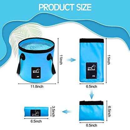 Tessco for you 3 Pcs 5 Gallon Bucket Collapsible Foldable Bucket with Handle for Beach Camping Fishing to Hold Water Folding Container Carry Bag Portable Fold up Lightweight - color: Blue