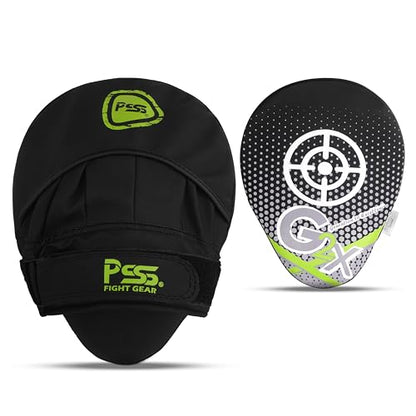 PSS Boxing Focus Pads - Hook & Jab Punch Mitts for MMA, Kickboxing, Karate, Muay Thai, and Taekwondo Training - Hand Target Strike Shield Punching Gloves Pad - color: Black/Grey
