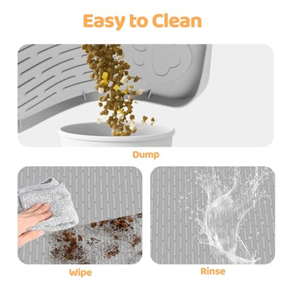 Cat Food Mat, 40" x 28" Cat Litter Mat Extra Large Silicone Pet Feeding Mat with Raised Edge Pet Placemat for Food and Water Bowl Non-Slip, Easy to Clean, Floor Protection (Light Gray) - color: Light Gray Mat