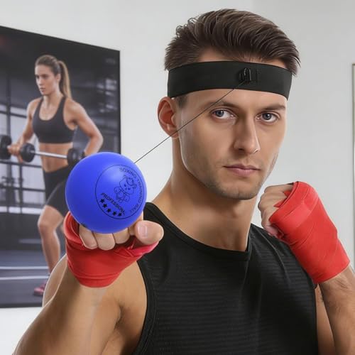 Punching Ball with Headband Adjustable Breathable Soft - color: Blue