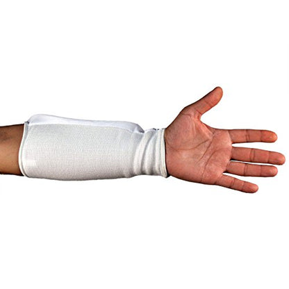 Cloth Forearm Guard Taekwondo, Martial Arts, MMA Forearm Protective Gear Protector for Sparring (Black/White; Child Small to Adult XL) - size: X-Large, style: White