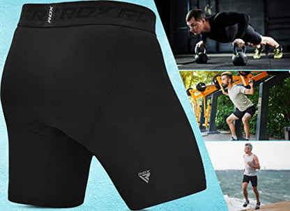 RDX Compression Shorts Men Ultra-Tight Stretchable Baselayer Athletic Sports, Spandex Activewear Underwear Workout Running - size: Small
