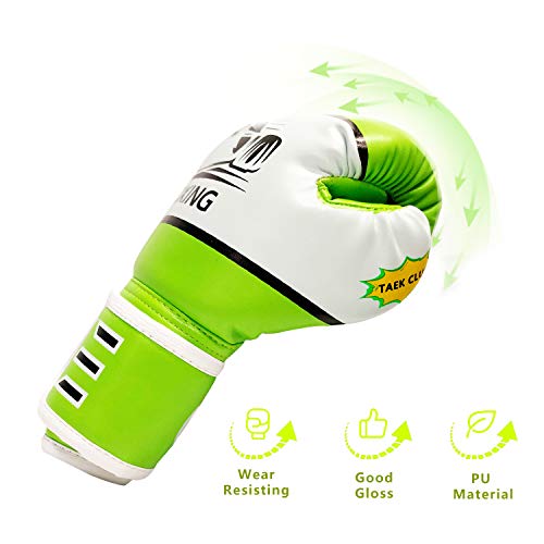 CKE Boxing Gloves for Kids Ages 5-12, Beginner Punch Bag Training Gloves - color: GREEN