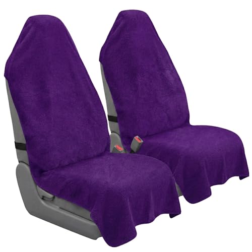 Car Seat Towel Cover, Universal Front Seat Protector for Cars, SUVs and Trucks, Sweat Towel Car Seat Cover for Gym, Yoga, Swimming, Pets and Family Travel, Profound Purple, 2 Pack - color: Profound Purple