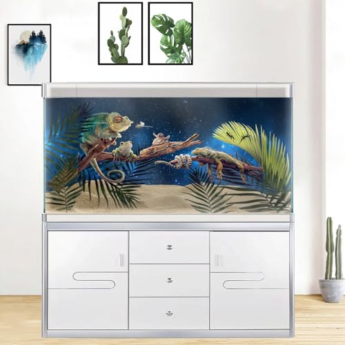 60X24IN Starry Aquarium Background, Art Starry Fish Tank Decorations Background, with 8 EVA Double-Sided Tape