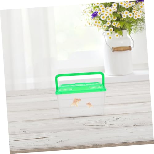 4Pcs Mini Handheld Aquarium Box Portable Plastic Fish Tank Carrier with Bright Lids for Small Fish Turtles Reptiles and Hamsters Decorative and Functional Breeding Habitat