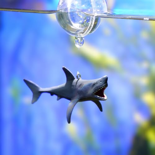 HIERYAN Mini Floating Shark Fish Tank Decorations, Realistic Resin Aquarium Ornaments with Adjustable Height, Cute Underwater Decor for Fish Tank, 2 Pack