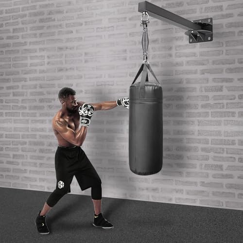SELEWARE Wall Mount Heavy Bag Hanger Heavy Duty Punching Bag Hanger - color: 18" adjustable Heavy Bag Hanger with Spring