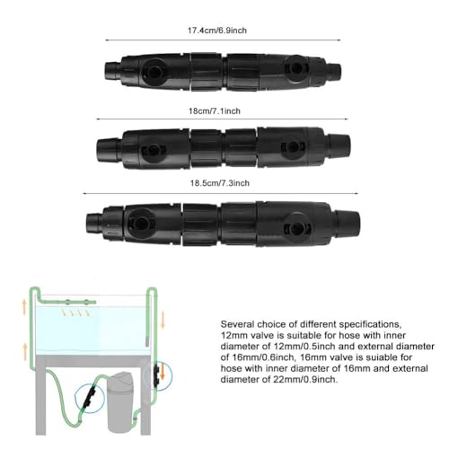 Aquarium Hose Valve, Fish Hose Pipe Quick Release Connector Adapter Aquarium Filter Connector(12mm/0.5inch)