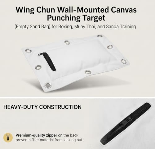 Wing Chun Wall Target, Canvas Punch Empty Sand Bag Target with Zipper Wing Chun Striking Target Wall Mounted Striking Sand Bag for Boxing Muay Thai Sanda