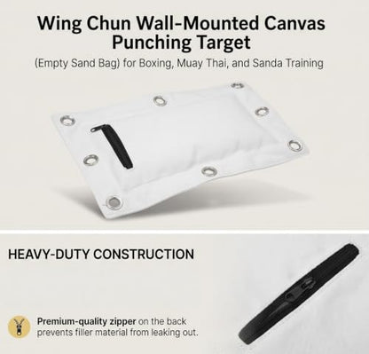 Wing Chun Wall Target, Canvas Punch Empty Sand Bag Target with Zipper Wing Chun Striking Target Wall Mounted Striking Sand Bag for Boxing Muay Thai Sanda
