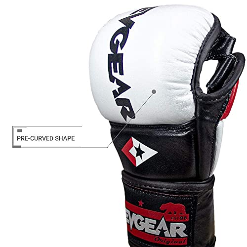 Revgear Pro Series MS1 MMA Boxing Glove, Premium Leather, Thai, MMA - color: Whie, size: Large