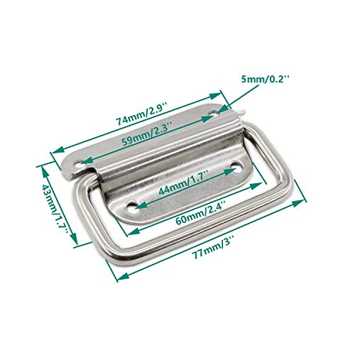 4 Pack Stainless Steel Wardrobe Handle, Foldable Boat Hatch Latch Cabinet Lifting Ring Pull Handle,Cabinet Pull Handle Accessories,Toolbox Door Chest Handle Medium - size: Medium