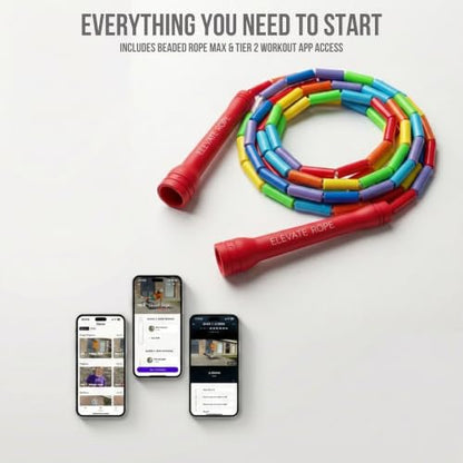 Elevate Rope Beaded Jump Rope, 1 in Beads, 10 ft Adjustable, Segmented - color: Rainbow