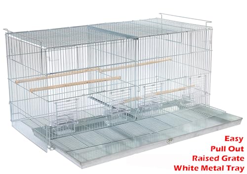 No Rust Stainless Galvanized Zinc Plated 4 of Stack and Lock Double Breeder Breeding Bird Flight Cage with Removable Divider and Breeder Doors 26.5" x 11" x 15"H