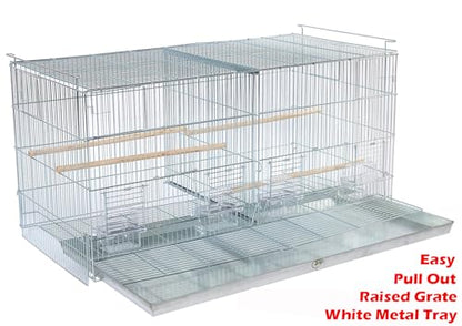 No Rust Stainless Galvanized Zinc Plated 4 of Stack and Lock Double Breeder Breeding Bird Flight Cage with Removable Divider and Breeder Doors 26.5" x 11" x 15"H