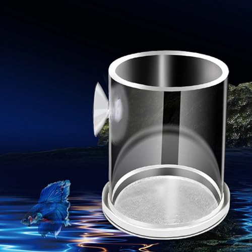 Acrylic Feeding Jar Fish Feeder Brine Shrimp Eggs Red Worms Food for Fish Feeding Bowl with Suction-Cup - size: Large