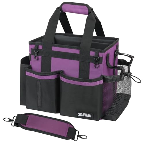 Compact Wearable Cleaning Caddy, Small Cleaning Caddy Supplies Organizer with Handle & Shoulder Straps for Housekeepers, Under Sink & Car Cleaning Tool Organizers Bag (RoyalPurple) - color: RoyalPurple