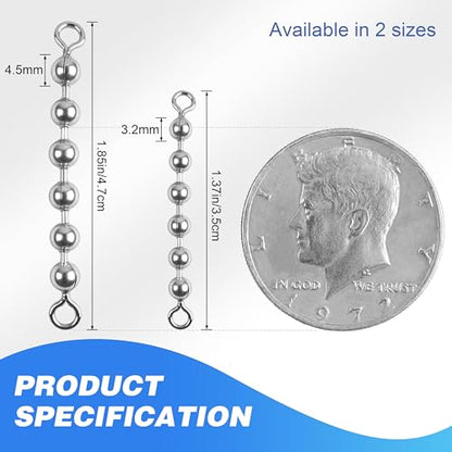 OROOTL Fishing Bead Chain Swivels, 20/40pcs Fishing Swivels Stainless Steel High Speed Trolling Swivels Catfish Swivel Fishing Balls Chain Swivels Fishing Tackle for Freshwater Saltwater - style: 3/16''(4.5mm)-40pcs
