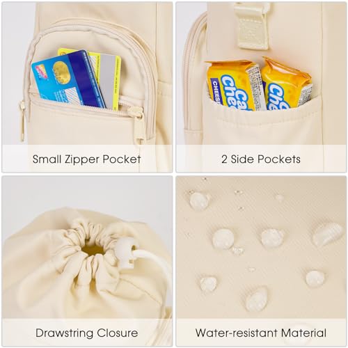 sportsnew 40oz Insulated Crossbody Water Bottle Bag Gym Hiking Phone Pocket - color: Beige