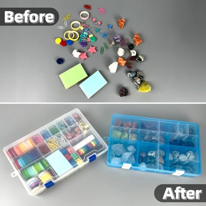 Plastic Organizer Container Storage Box Adjustable Divider Removable Grid Compartment for Jewelry Beads Earring Container Tool Fishing Hook Small Accessories(34 Grids, White X 1)