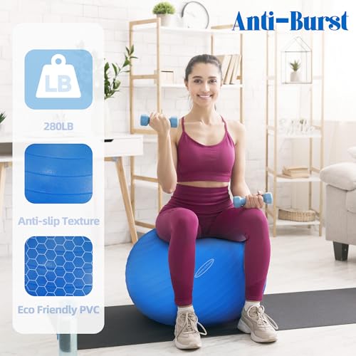 Fitvids Anti-Burst and Slip Resistant Exercise Ball Yoga Ball Fitness Ball Birthing Ball with Quick Pump - color: Blue, size: XXL(31-34in/78-85cm)