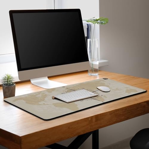 Office Desk Pad Compass Big Desk Mat, Gaming Mouse Pads Long Mousepad, Keyboard Pad Waterproof Non-Slip Rubber Base, 35.4 X 15.7 inch for Work/Game/Office/Home Old World Map Nautical Compass - color: Old Compass