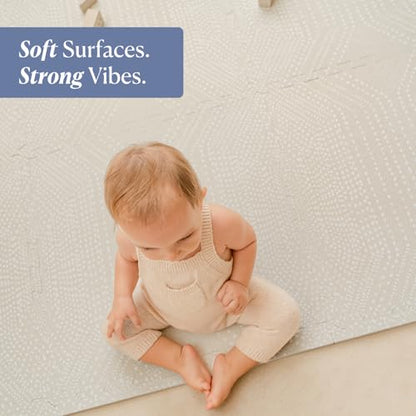 Toddlekind Haven Puzzle Playmat, 4x6 Non-Toxic Interlocking Foam Floor Mat | 4' X 6' Non-Toxic EVA Foam Tiles, Durable, Odorless, Wipe-Clean Playroom Floor Mat, Easy Assembly - color: Ecru