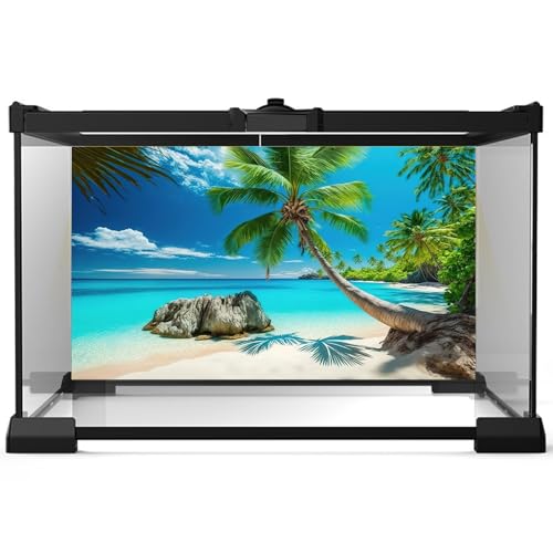 Ocean Beach Aquarium Background Tropical Beach Seascape Coconut Trees Terrarium Backgrounds Sunny Seabeach Coastal Landscape Fish Tank Background Blue Ocean Sandbeach Reptile Tank Backgrounds 30x12in