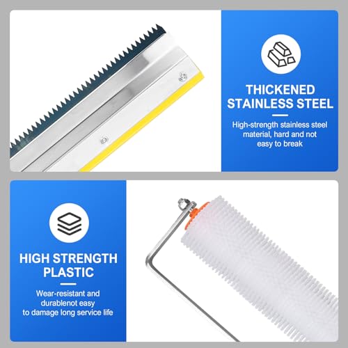 Upgraded Self-Levelling Cement Tool Kit - Floor Construction Roller Spike Shoes - Garage Flooring Concrete Tools with Adjustable Threaded Pole - Self-Leveling Rake - Spiked Roller