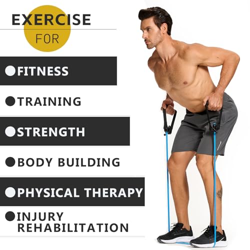 Latex-Free Resistance Bands with Handles for Exercise and Therapy