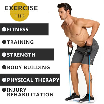 Latex-Free Resistance Bands with Handles for Exercise and Therapy