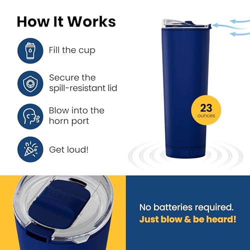 The LoudCup 23 oz 2-in-1 Water Bottle & Noisemaker, Classic Navy - color: Classic Navy, size: 23 Ounces