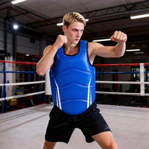 Chest Protector for Karate, Taekwondo, and Boxing, Padded Rib Shield for Muay Thai MMA Training, PU Leather Guard for Men and Women