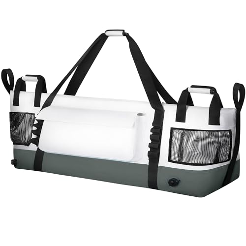 Insulated Fish Cooler Kill Bag with Flat Bottom-26x18 31x14 40x16 50x18 60x20 70x25 Inches Waterproof Fishing tackle Kill Cooler Bag - color: CreamGrey-60x20x10
