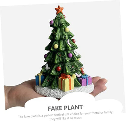 Fish Tank Christmas Decoration - Reptile Aquarium Tree Decor - Turtle Accessories for Tank - Table Resin Desktop