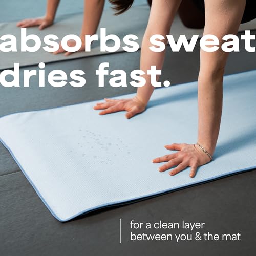 S&T INC. Aura Microfiber Yoga Mat Towel with Grip, 2 Pack, 24" x 72", Blue - color: Blue 2pk