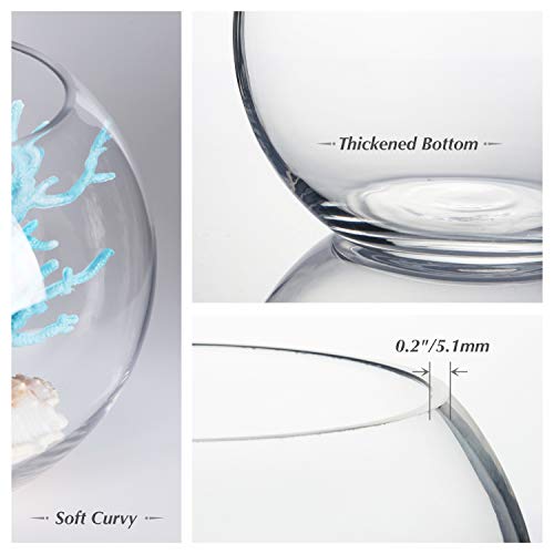 WGV Bowl Glass Vase Bulk, Diameter 8", Height 6", Open Width 5", (Multiple Sizes Choices) Clear Bubble Planter Terrarium Fish Bowl for Wedding Event Home Decor, 6 Pieces (VBW0008A) - size: 8"D 1 Case